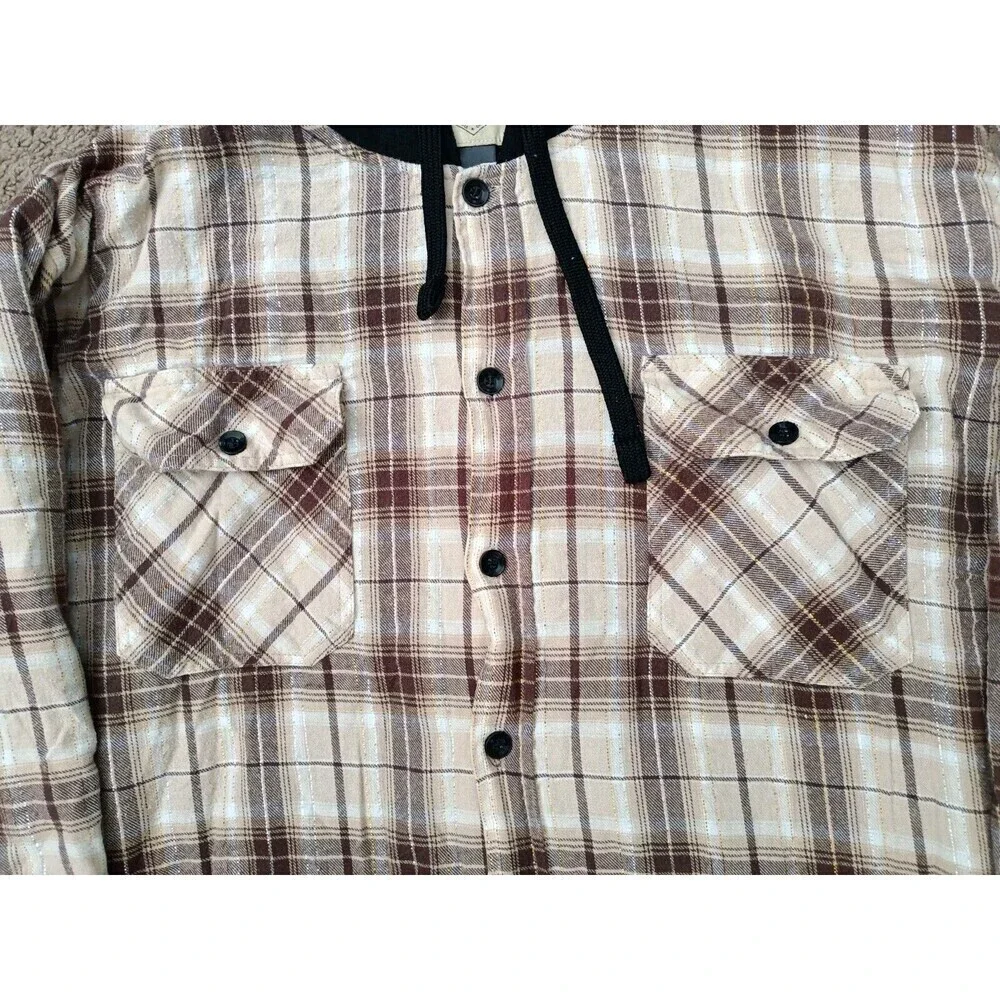 Jnco Hoodie Women's Size XL Plaid Fleece Button Up Long Sleeve - Picture 2 of 6